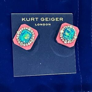 Kurt Geiger London Elegant Crystal Square
Button Stud Earrings limited edition